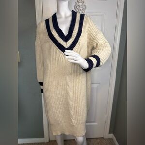 Soft Varsity Cable-Knit Mini Sweater Dress Fits LikeLarge Size .